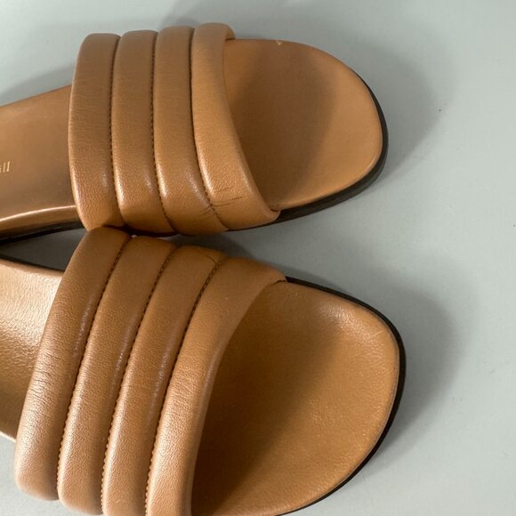 Garnet Hill Made In Italy Daria Modern Slides in Brown Leather, Size 7 1/2 - Picture 11 of 15